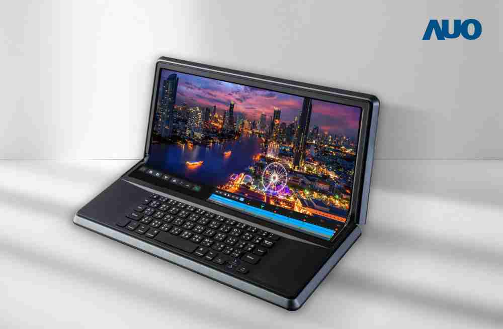 918.COM14.6吋Micro LED折迭显示屏幕，，，，搭配半径4mm的弯折绞炼，，，，以及高画素、、高亮度、、、高对比度的显示技术特点，，即便在大视角下仍保有绝佳色相与亮度